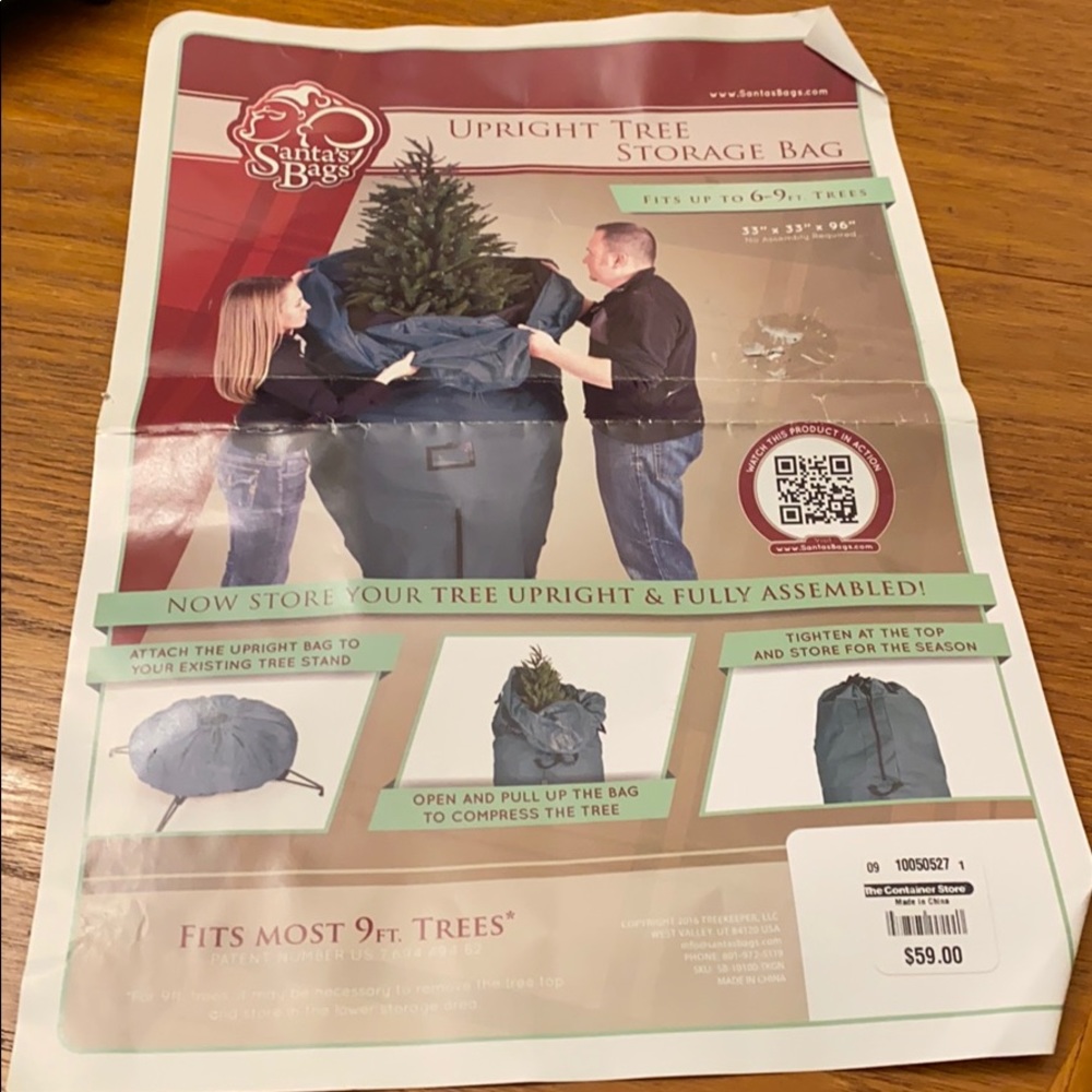 NWOTSanta’s Bag upright Christmas tree storage bag